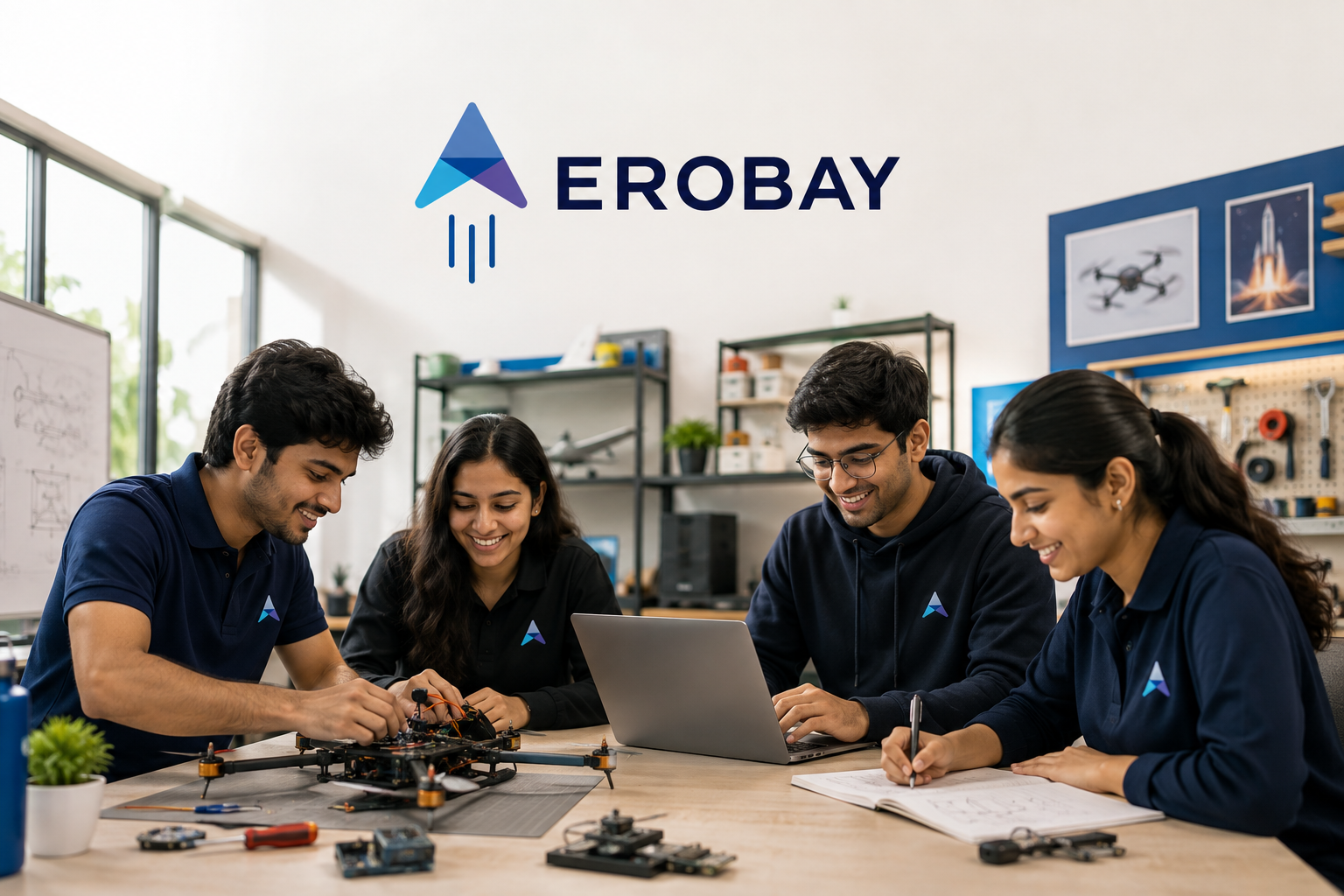 The AeroBay team creating hands-on learning experiences